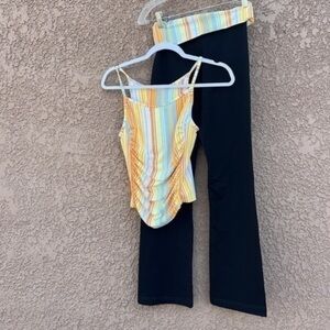 Shape UP Brazilian 2-Piece Sets Womens Size S/M Yoga Retro‎ Stripes